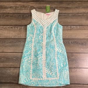 Lilly Pulitzer Shorely Blue Sea Cups Macfarlane Shift Dress Women’s Size 8